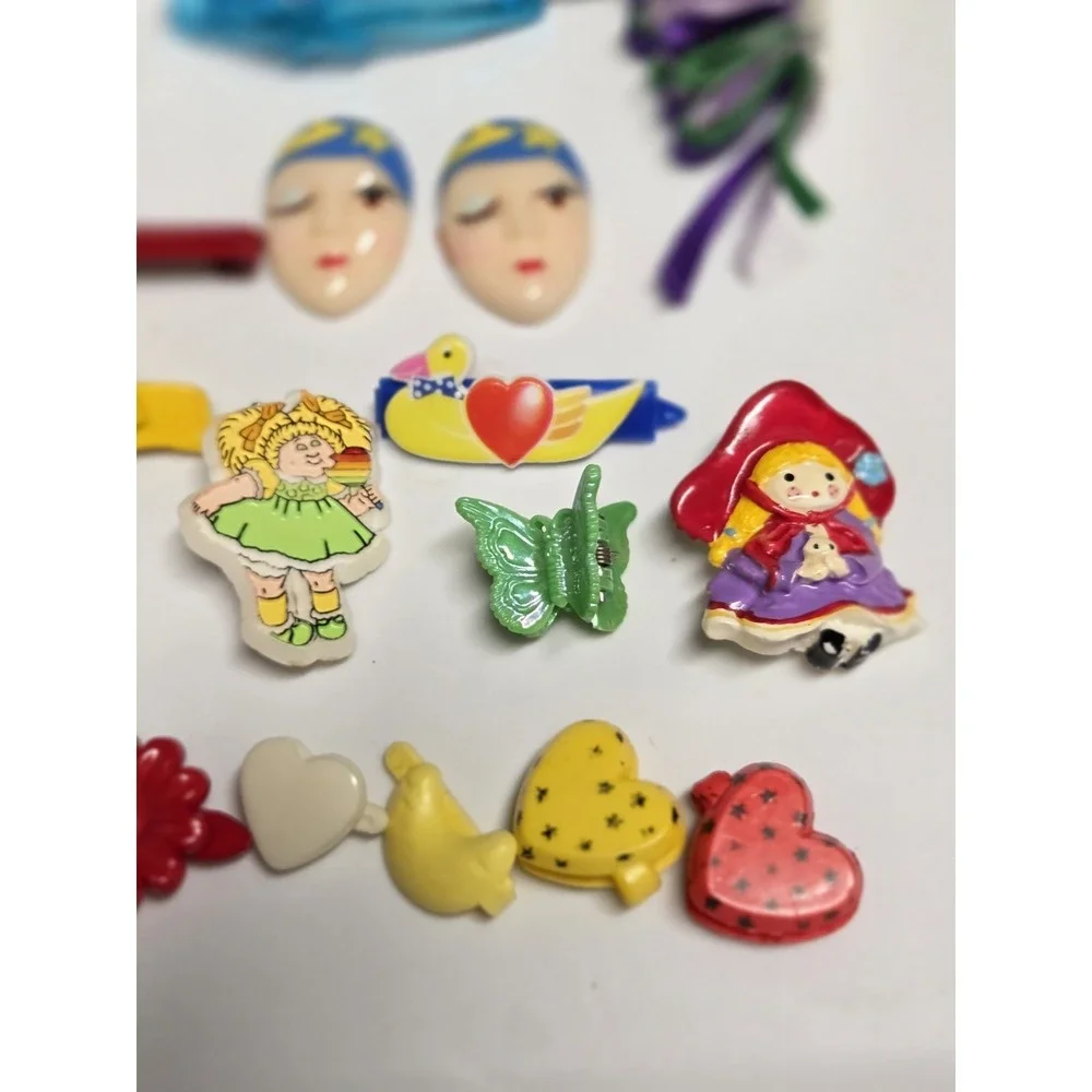 Vintage 80s 90s Hair Barrettes Claw Clips Scuncii Cabbage Patch Pin Mixed Lot
